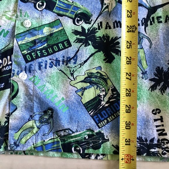 Columbia‎ PFG Trollers Best Fish Print Hawaiian Golf & Fishing Shirt Size XXL - Picture 5 of 5